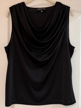Jones New York Black Draped Cowl Neck Tank